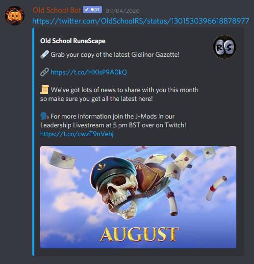 Jagex mod tweets and social media feeds.
